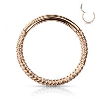 Piercing anneau segment clipsable tressé acier chirurgical or rose