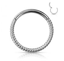 Piercing anneau segment clipsable tressé acier chirurgical argenté