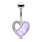 Piercing nombril coeur pierre lumineuse violette