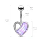 Piercing nombril coeur pierre lumineuse violette