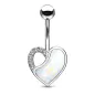 Piercing nombril coeur pierre lumineuse blanche