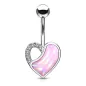 Piercing nombril coeur pierre lumineuse rose