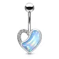 Piercing nombril coeur pierre lumineuse turquoise