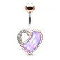 Piercing nombril rosé coeur pierre lumineuse violette