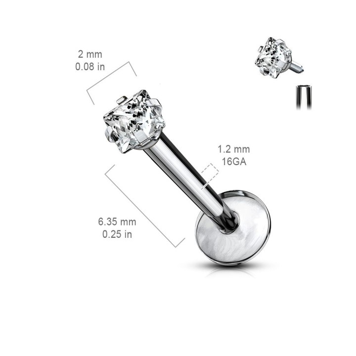 Piercing Labret Monroe Gemme Carré Titane G23