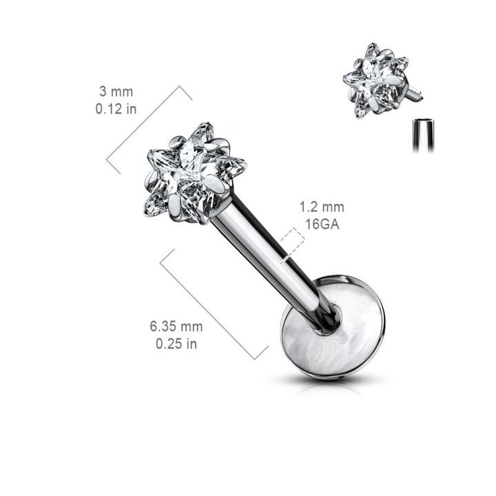 Piercing Labret Monroe Gemme étoile Titane G23