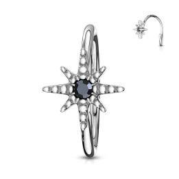 Piercing nez anneau étoile strass noir