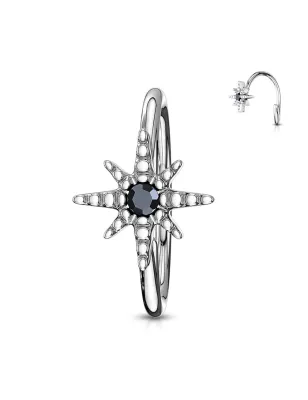 Piercing oreille nez anneau étoile strass noir