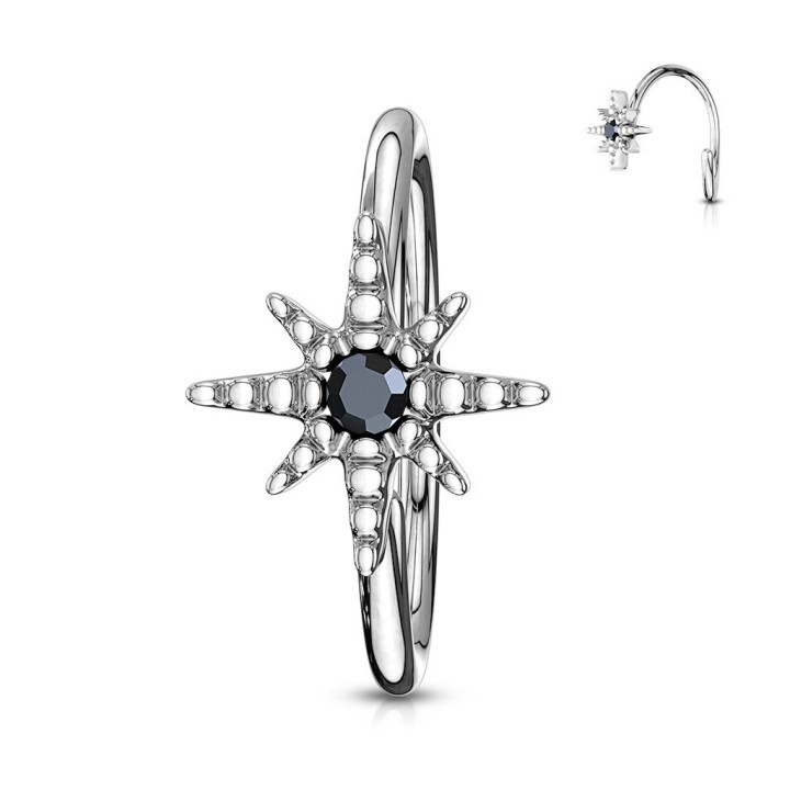 Piercing nez anneau étoile strass noir