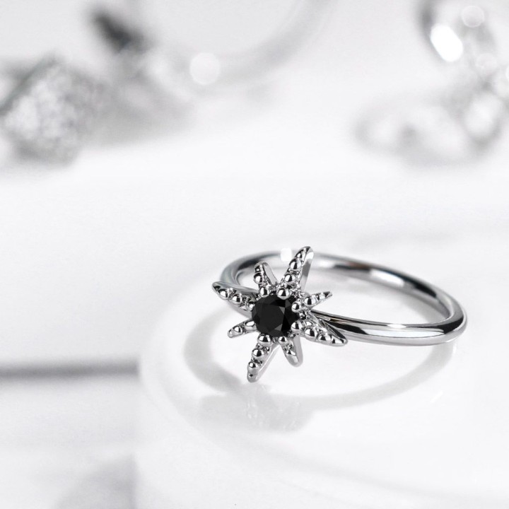 Piercing nez anneau étoile strass noir