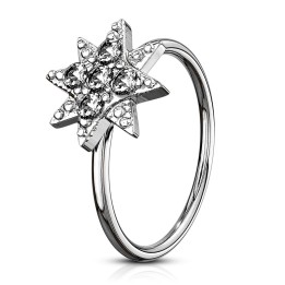 Piercing nez anneau étoile pavée de strass