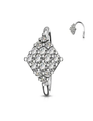 Piercing nez anneau losange pavé de strass