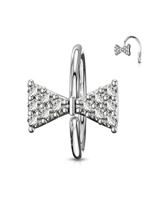 Piercing nez anneau noeud papillon pavé de strass