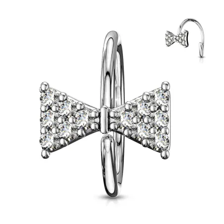 Piercing nez anneau noeud papillon pavé de strass