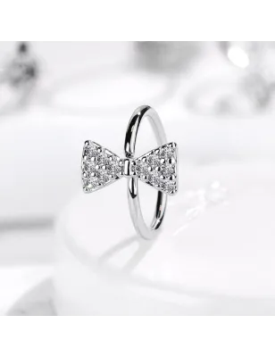 Piercing nez anneau noeud papillon pavé de strass