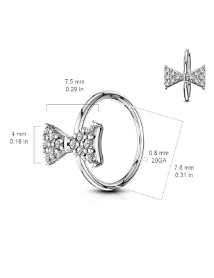 Piercing nez anneau noeud papillon pavé de strass