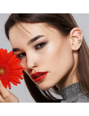 Piercing nez anneau noeud papillon pavé de strass