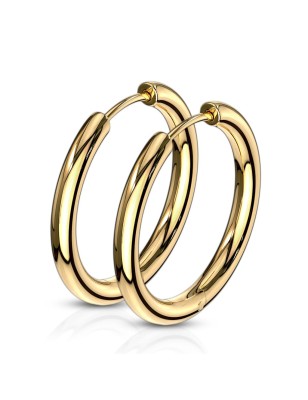 Paire boucles d'oreille anneaux en acier doré