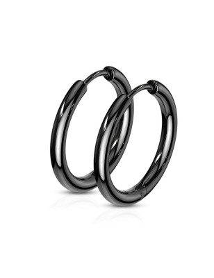 Paire boucles d'oreille anneaux en acier noir