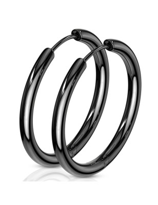 Paire boucles d'oreille anneaux en acier noir