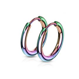 Paire boucles d'oreille anneaux en acier multicolore