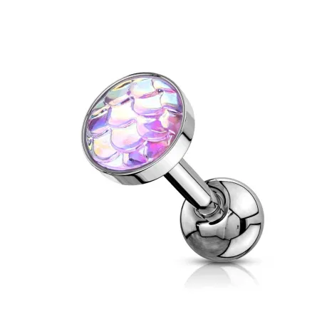 Piercing cartilage hélix écailles de poisson rose