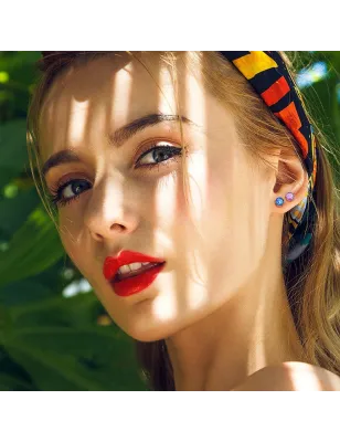 Piercing cartilage hélix écailles de poisson rose