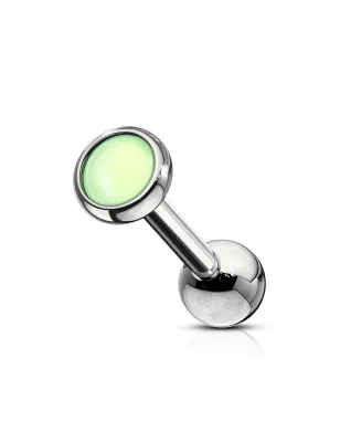 Piercing cartilage hélix pierre lumineuse verte