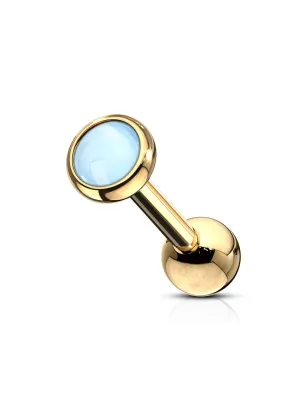 Piercing cartilage hélix doré pierre lumineuse bleue