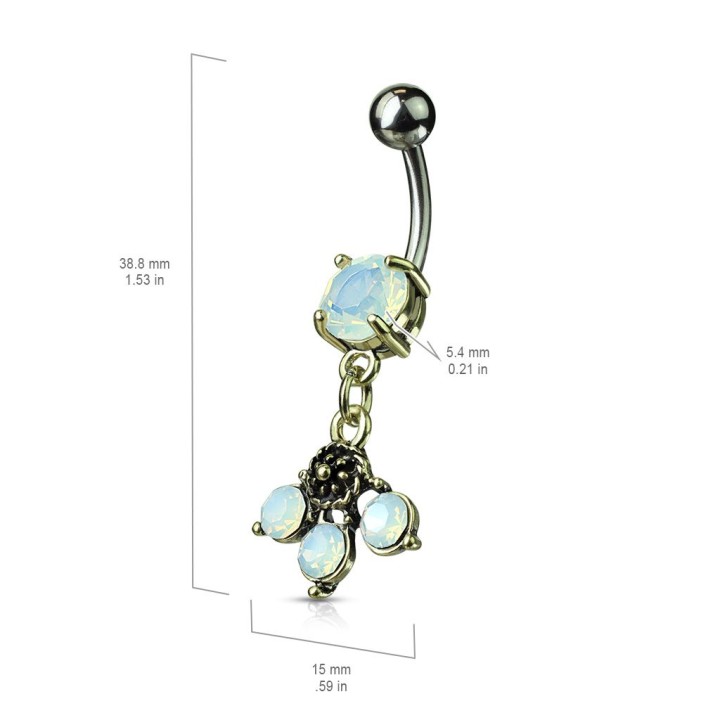 Piercing nombril pendentif cristaux opalite