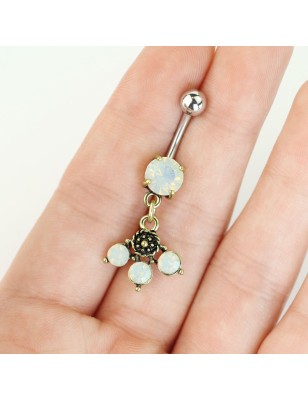 Piercing nombril pendentif cristaux opalite