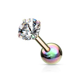 Piercing cartilage hélix multicolore strass blanc