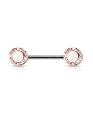 Piercing téton floral opaline blanche