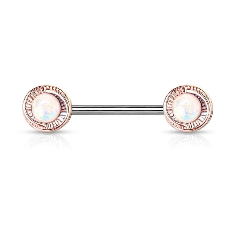 Piercing téton floral opaline blanche