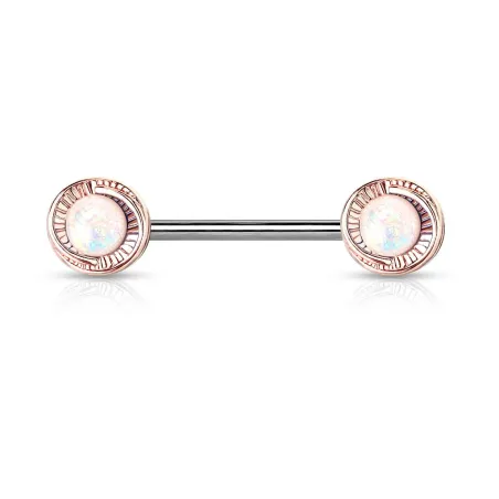 Piercing téton floral opaline blanche