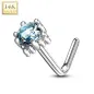 Piercing nez Or blanc 14 carats carré gemme turquoise Piercing nez Or blanc 14 carats carré gemme turquoise