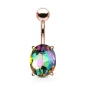 Piercing nombril rosé cristal ovale multicolore