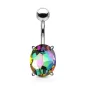 Piercing nombril cristal ovale multicolore