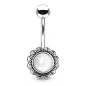 Piercing nombril fleur pierre lumineuse blanche