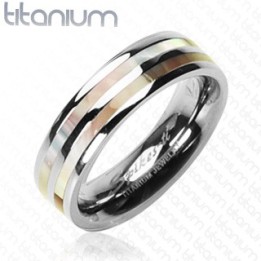 Bague Titane Solide Dual Pearl avec Nacre - Bague homme et femme en titane
