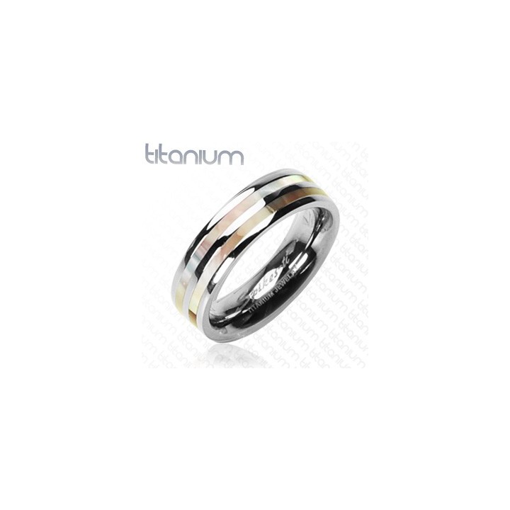 Bague Titane Solide Dual Pearl avec Nacre - Bague homme et femme en titane