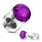 Piercing faux plug à paillettes violet