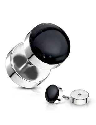 Piercing faux plug à paillettes noir