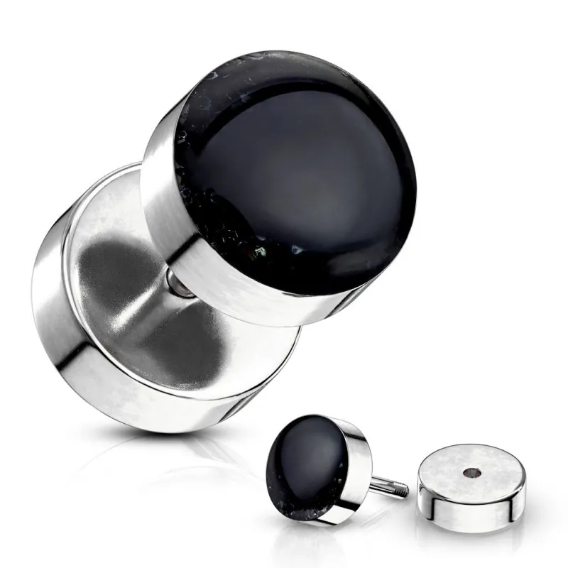 Piercing faux plug à paillettes noir