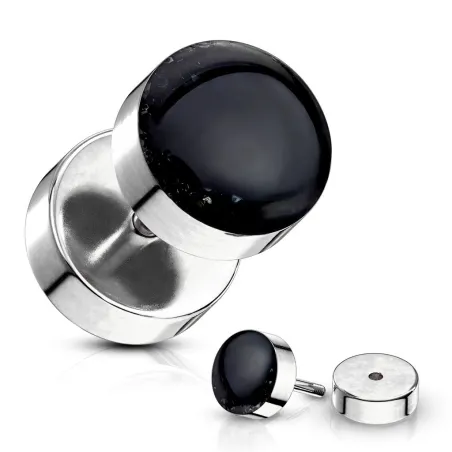 Piercing faux plug à paillettes noir