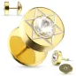 Piercing faux plug oreille acier doré strass étoile