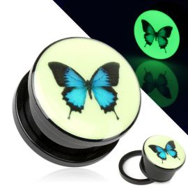 Piercing plug glow in the dark papillon