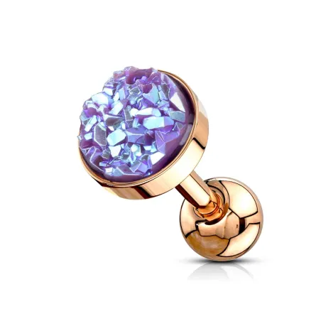 Piercing cartilage hélix or rose druse violette