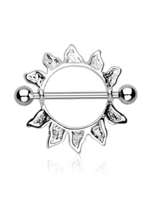 Piercing Téton Bouclier Plaqué Rhodium échappée de Soleil - Bijou Piercing Téton