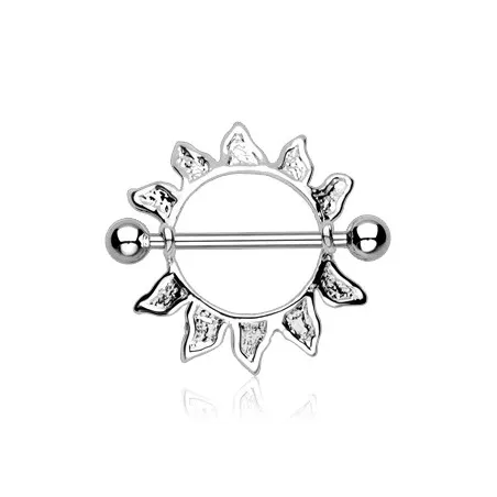 Piercing Téton Bouclier Plaqué Rhodium échappée de Soleil - Bijou Piercing Téton